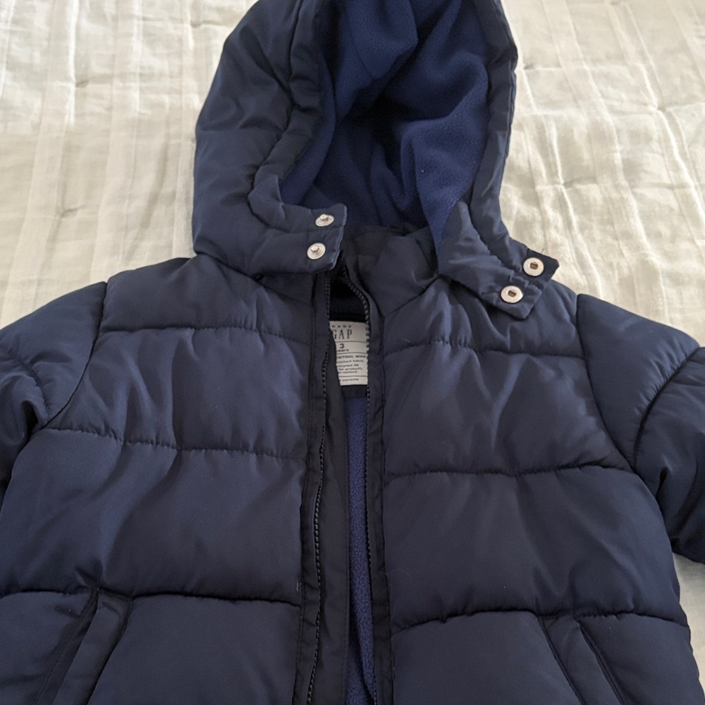 GAP Dark Blue Kids Hooded Puffer Jacket